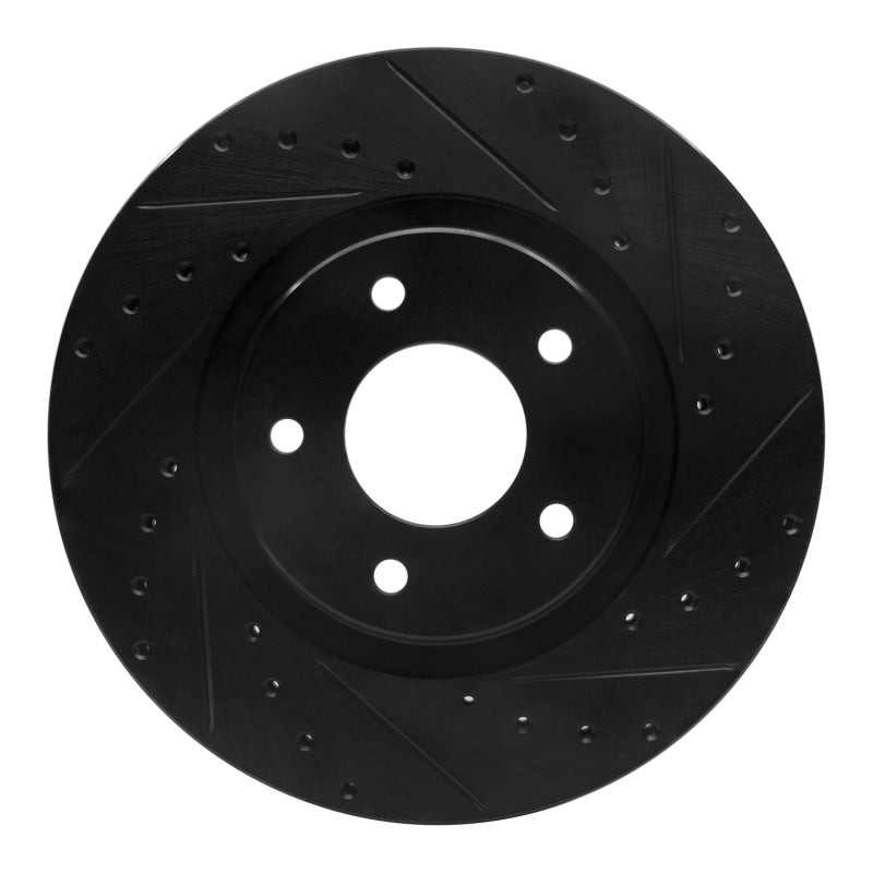 R1 Concepts R1 98-06 Jaguar XKR Front Right Drilled & Slotted Black Brake Rotor