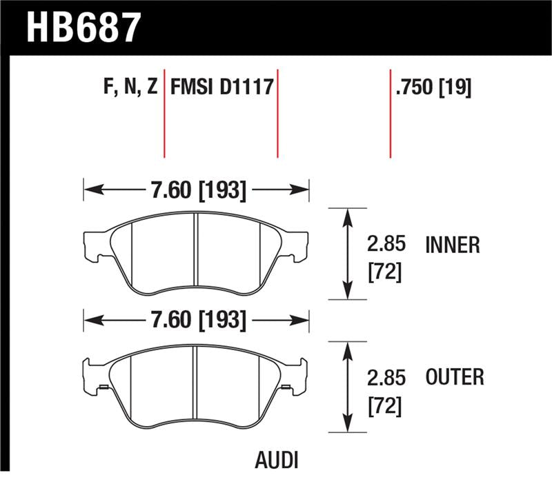 Hawk Performance Hawk 04-10 Audi A8 Quattro / 07-11 S6 / 07-10 S8 /  04-06 VW Phaeton HPS Front Street Brake Pads