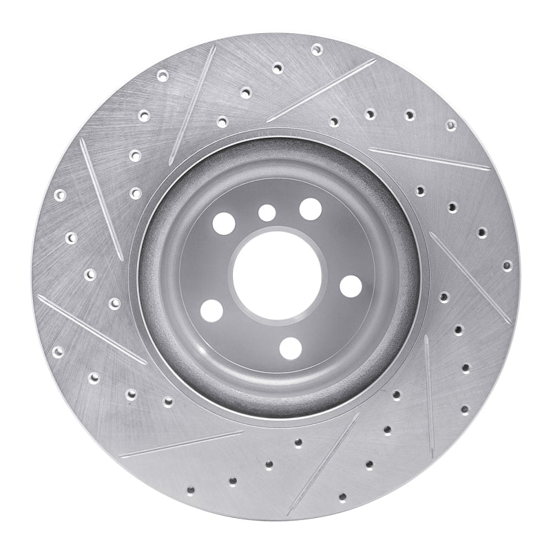 R1 Concepts R1 16-25 BMW 330e xDrive Rear Right Drilled & Slotted Silver Brake Rotor