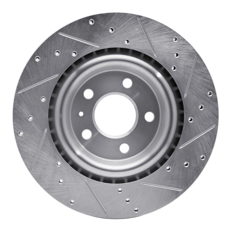 R1 Concepts R1 2008-2025 Audi A7 Quattro Rear Left Drilled & Slotted Silver Brake Rotor