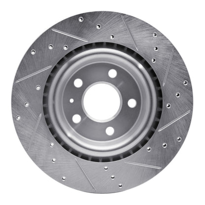 R1 Concepts R1 2008-2025 Audi A7 Quattro Rear Left Drilled & Slotted Silver Brake Rotor