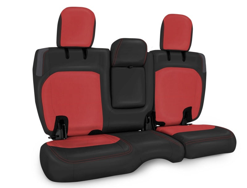 PRP Seats PRP 2018+ Jeep Wrangler JLU/4 door Rear Bench Cover with Leather Interior - Black/Red