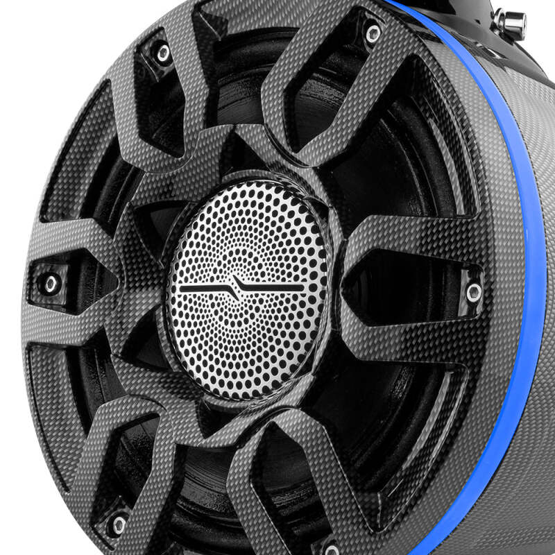 DS18 Compact Pro Towers 8in 250 Watts RMS RGB LEDs PRO-HY8.4B Included Cover Incl Black Crbn Fiber