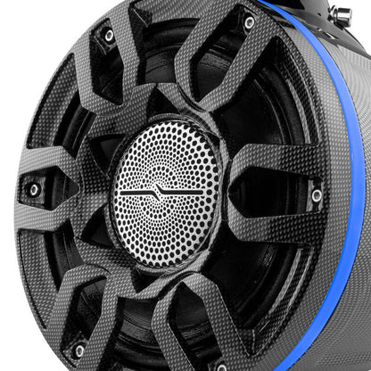 DS18 Compact Pro Towers 8in 250 Watts RMS RGB LEDs PRO-HY8.4B Included Cover Incl Black Crbn Fiber