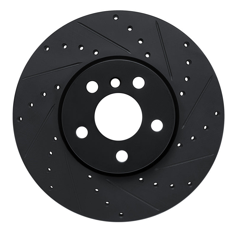 R1 Concepts R1 16-24 Mini Cooper (Excl Clubman) Front Right Drilled & Slotted Black Brake Rotor