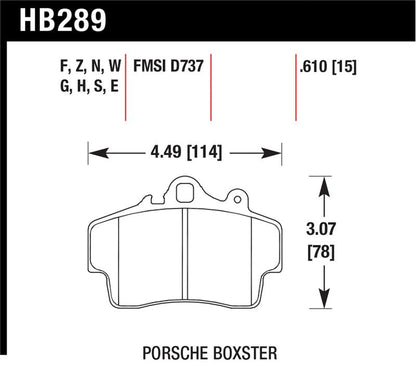 Hawk Performance Hawk 97-08 Porsche Boxster / 07-08 Cayman w/ Iron Discs HT-10 Front Race Brake Pads