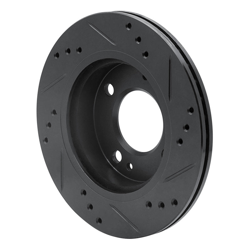 R1 Concepts R1 14-15 Mitsubishi Mirage Front Left Drilled & Slotted Black Brake Rotor