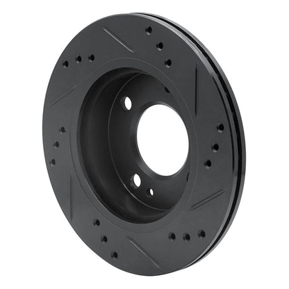 R1 Concepts R1 14-15 Mitsubishi Mirage Front Left Drilled & Slotted Black Brake Rotor
