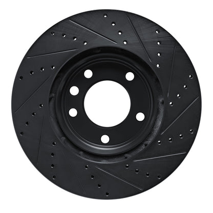R1 Concepts R1 03-18 Porsche Cayenne Left Front Drilled & Slotted Black Brake Rotor