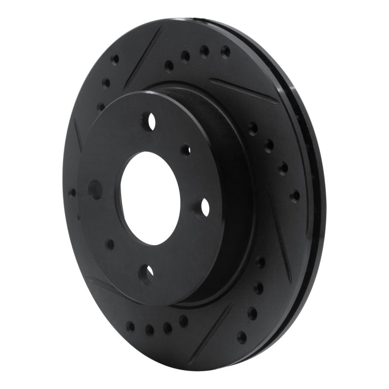 R1 Concepts R1 95-00 Nissan 200SX Front Left Drilled & Slotted Black Brake Rotor