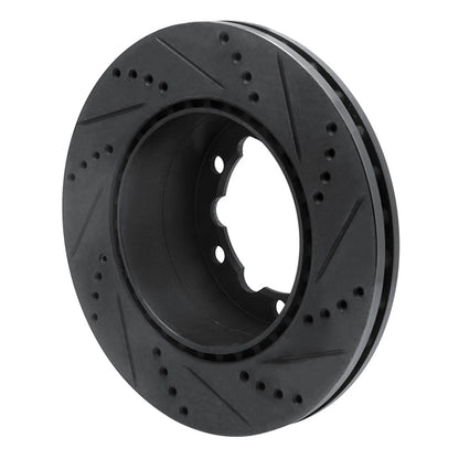 R1 Concepts R1 06-25 American Coach Patriot Rear Left Drilled & Slotted Black Brake Rotor