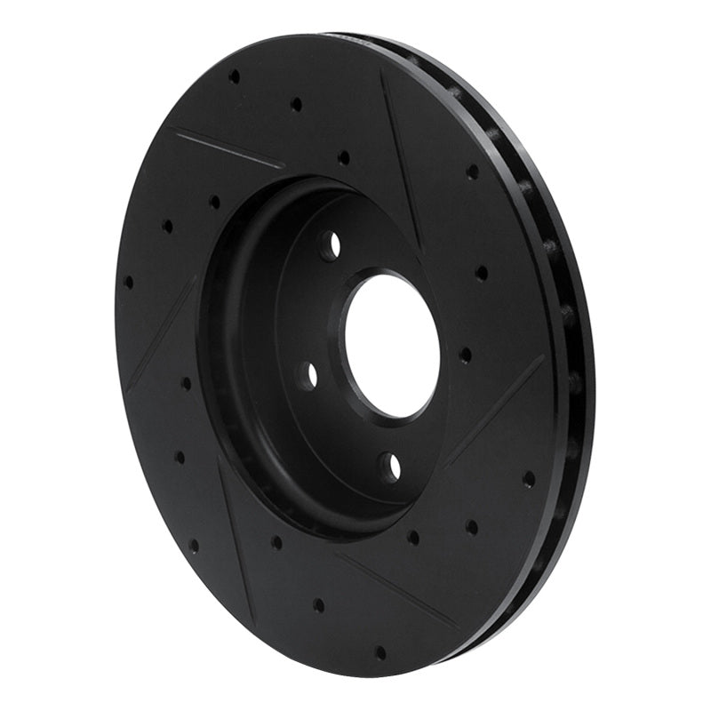 R1 Concepts R1 12-18 Ford C-MAX Front Left Drilled & Slotted Black Brake Rotor