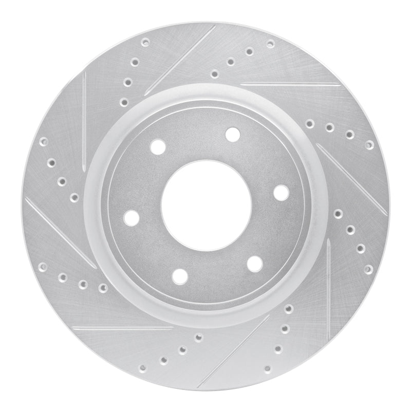R1 Concepts R1 05-07 Infiniti QX56 Front Left Drilled & Slotted Silver Brake Rotor