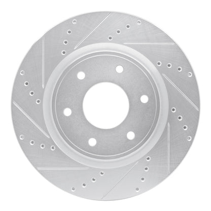 R1 Concepts R1 05-07 Infiniti QX56 Front Left Drilled & Slotted Silver Brake Rotor
