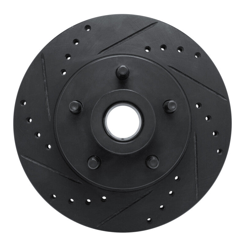 R1 Concepts R1 70-72 Dodge Challenger Front Left Drilled & Slotted Black Brake Rotor