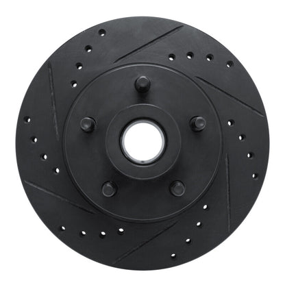R1 Concepts R1 70-72 Dodge Challenger Front Left Drilled & Slotted Black Brake Rotor