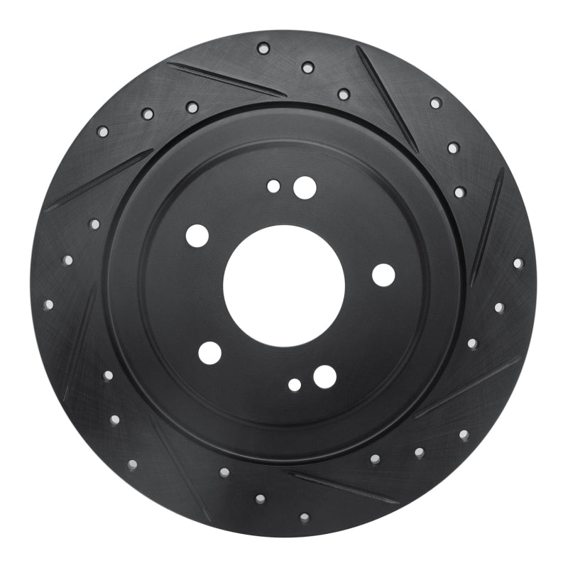 R1 Concepts R1 13-25 Mitsubishi Eclipse Cross Rear Right Drilled & Slotted Black Brake Rotor