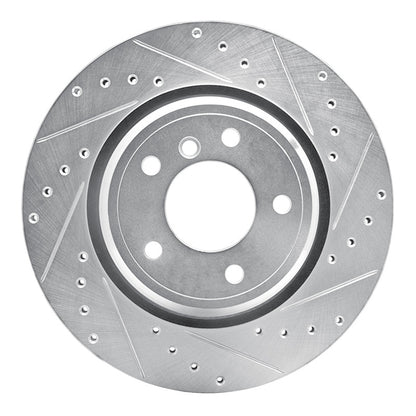 R1 Concepts R1 95-03 BMW 750IL Rear Right Drilled & Slotted Silver Brake Rotor