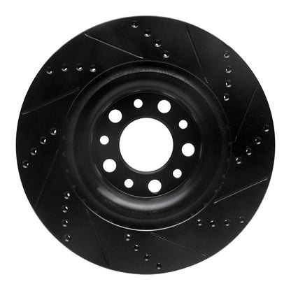 R1 Concepts R1 2017-2025 Alfa Romeo Stelvio Rear Left Drilled & Slotted Black Brake Rotor