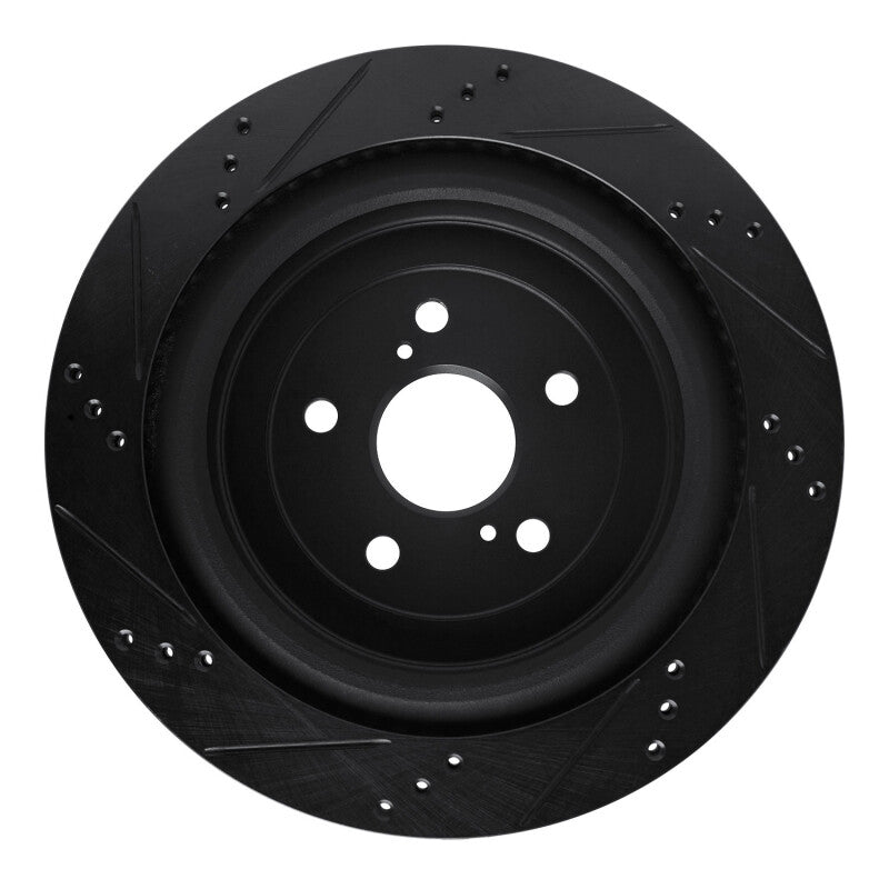 R1 Concepts R1 16-22 Lexus RX350 Rear Right Drilled & Slotted Black Brake Rotor