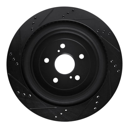 R1 Concepts R1 16-22 Lexus RX350 Rear Right Drilled & Slotted Black Brake Rotor