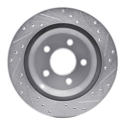 R1 Concepts R1 94-04 Ford Mustang Rear Left Drilled & Slotted Silver Brake Rotor