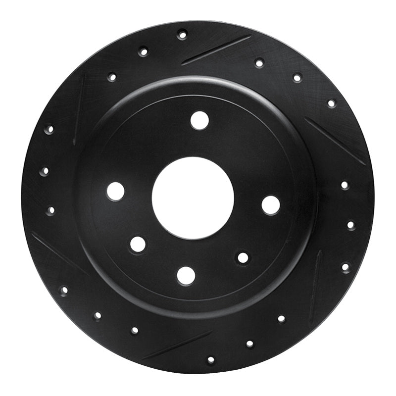 R1 Concepts R1 04-10 Chevrolet Epica (USA/Canada) Rear Left Drilled & Slotted Black Brake Rotor