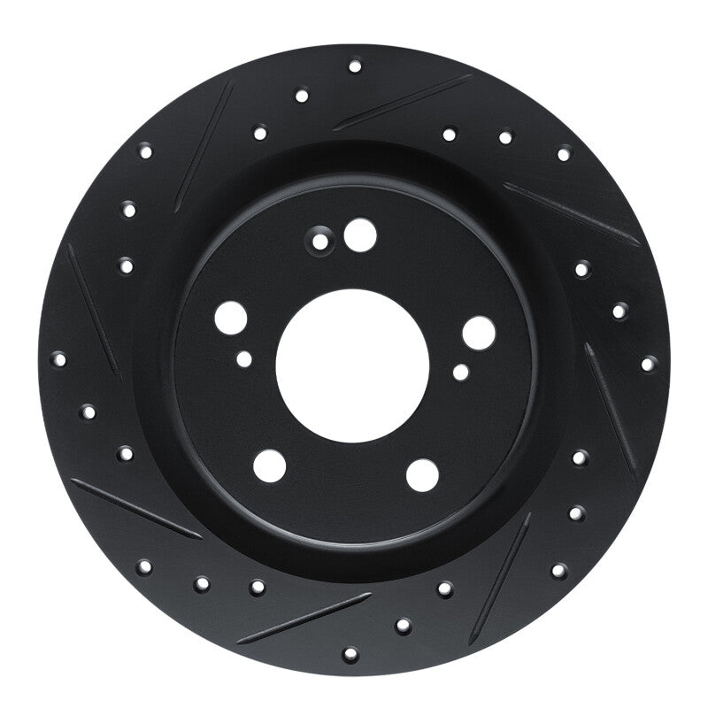 R1 Concepts R1 17-25 Acura Integra Rear Left Drilled & Slotted Black Brake Rotor