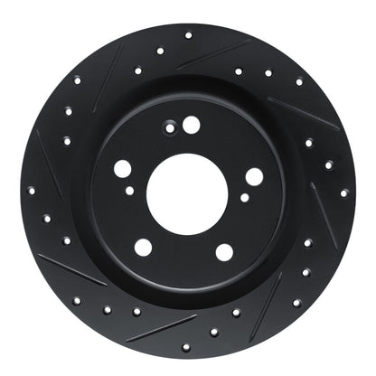 R1 Concepts R1 17-25 Acura Integra Rear Left Drilled & Slotted Black Brake Rotor