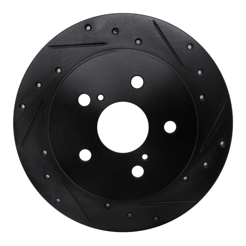 R1 Concepts R1 2015-2025 Lexus ES250 Rear Right Drilled & Slotted Black Brake Rotor