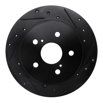 R1 Concepts R1 2015-2025 Lexus ES250 Rear Right Drilled & Slotted Black Brake Rotor