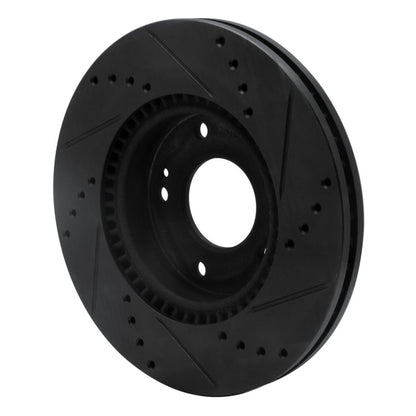 R1 Concepts R1 03-13 Hyundai Tucson Front Left Drilled & Slotted Black Brake Rotor