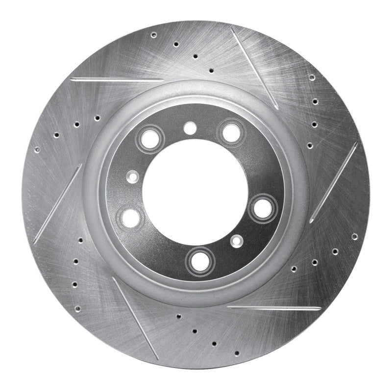 R1 Concepts R1 07-16 Porsche 911 Left Rear Drilled & Slotted Silver Brake Rotor