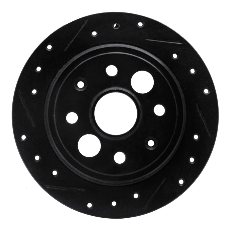 R1 Concepts R1 86-89 Acura Integra Rear Left Drilled & Slotted Black Brake Rotor