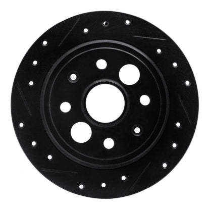 R1 Concepts R1 86-89 Acura Integra Rear Left Drilled & Slotted Black Brake Rotor