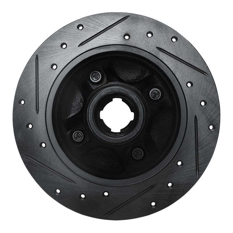 R1 Concepts R1 88-88 Nissan Maxima Rear Left Drilled & Slotted Black Brake Rotor