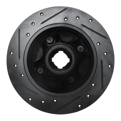 R1 Concepts R1 88-88 Nissan Maxima Rear Left Drilled & Slotted Black Brake Rotor