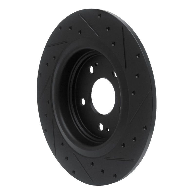 R1 Concepts R1 17-20 Acura MDX Rear Left Drilled & Slotted Black Brake Rotor