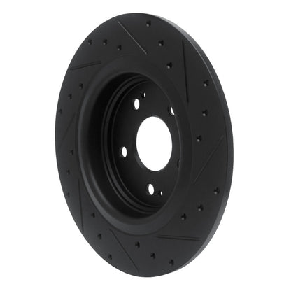 R1 Concepts R1 17-20 Acura MDX Rear Left Drilled & Slotted Black Brake Rotor