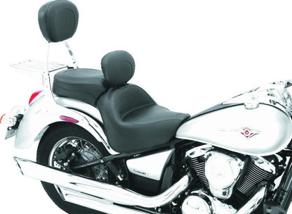 Mustang Motorcycle Mustang 06-21 Kawasaki Vulcan 900 Classic, Custom Touring 1PC Seat w/Driver Backrest - Black