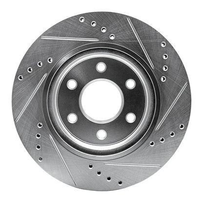 R1 Concepts R1 05-25 Nissan Frontier Front Left Drilled & Slotted Silver Brake Rotor