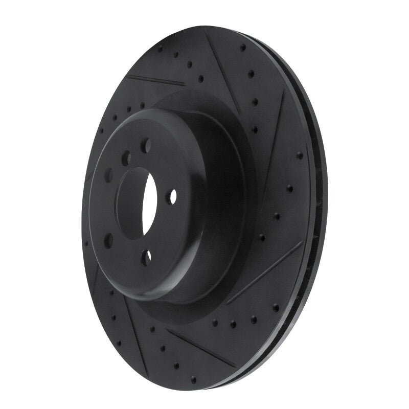 R1 Concepts R1 10-14 BMW X6 Rear Right Drilled & Slotted Black Brake Rotor