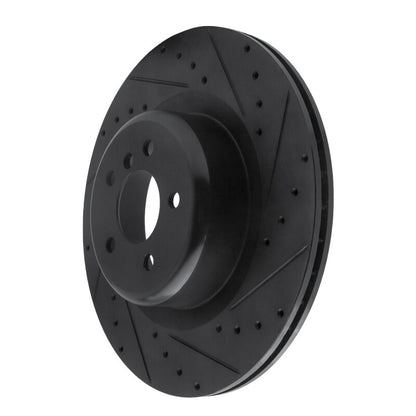 R1 Concepts R1 10-14 BMW X6 Rear Right Drilled & Slotted Black Brake Rotor