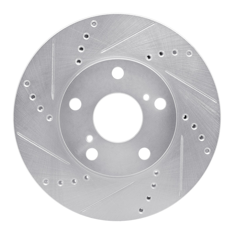 R1 Concepts R1 92-06 Lexus ES300 Front Left Drilled & Slotted Silver Brake Rotor