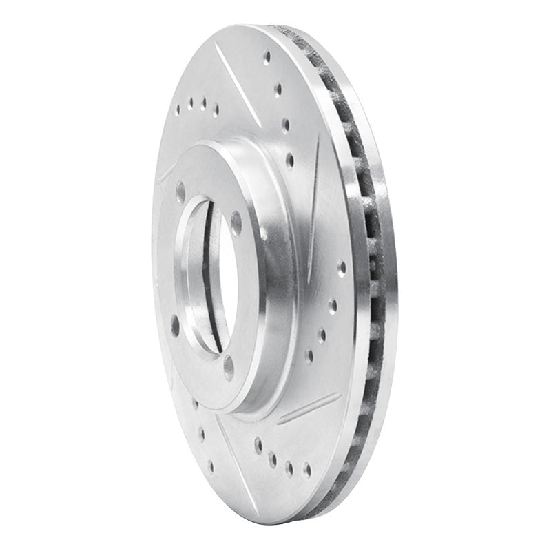 R1 Concepts R1 84-87 Toyota Cressida Front Right Drilled & Slotted Silver Brake Rotor