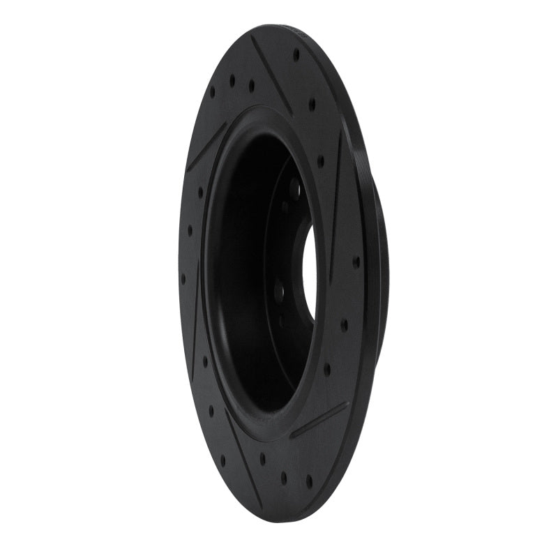 R1 Concepts R1 16-16 Honda CR-Z Rear Left Drilled & Slotted Black Brake Rotor