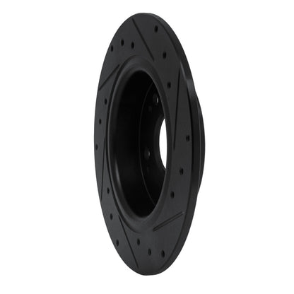 R1 Concepts R1 16-16 Honda CR-Z Rear Left Drilled & Slotted Black Brake Rotor