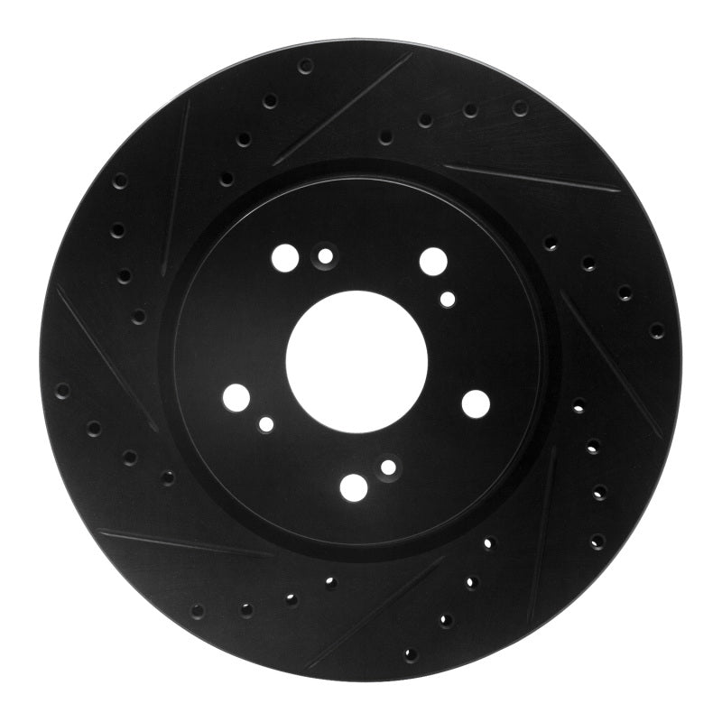 R1 Concepts R1 07-16 Acura RDX Front Left Drilled & Slotted Black Brake Rotor