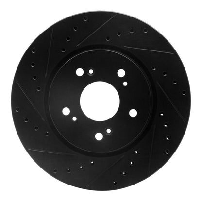 R1 Concepts R1 07-16 Acura RDX Front Left Drilled & Slotted Black Brake Rotor