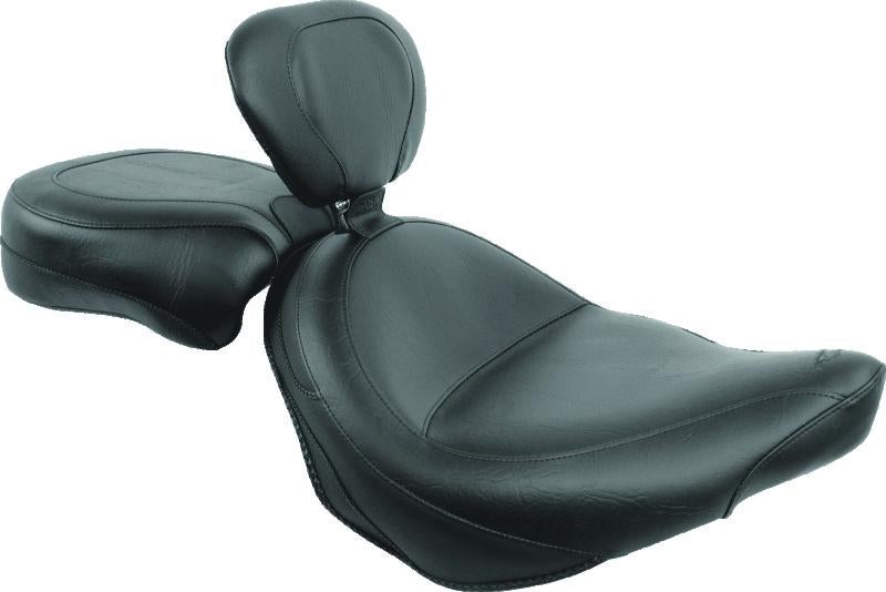 Mustang Motorcycle Mustang 03-17 Victory Vegas/ Kingpin, 05-07 8-Ball Touring 2PC Seat w/ Driver Backrest - Black